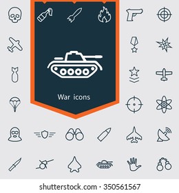 war outline, thin, flat, digital icon set for web and mobile