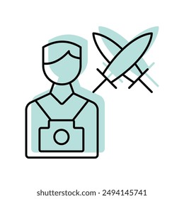 War Photographer color shadow thinline icon , vector, pixel perfect, illustrator file