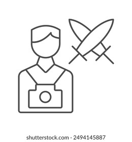 War Photographer thinline icon , vector, pixel perfect, illustrator file