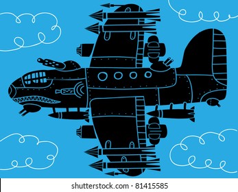 war plane, armed with missile and bombs