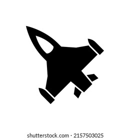 Icono de vector negro de avión de guerra