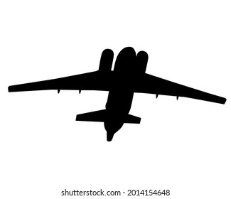War plane flies across the sky. Isolated silhouette on white background