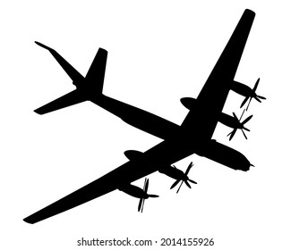 War plane flies across the sky. Isolated silhouette on white background
