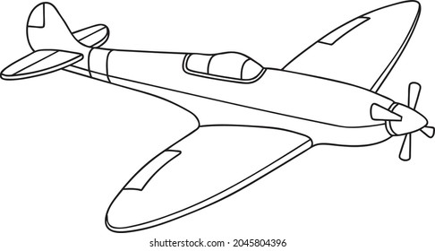 War plane line vector illustration isolated on white background