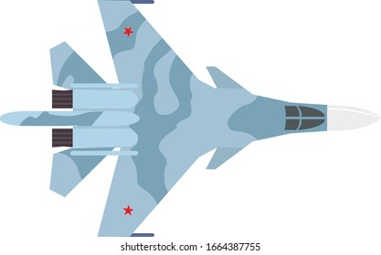 Avión de guerra. Bombardero supersónico multifuncional ruso. Infografía plana en estilo vectorial.