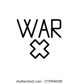 Guerra, prohibir ícono. Línea simple, contorno de elementos vectoriales de iconos de niños de flores para ui y ux, sitio web o aplicación móvil