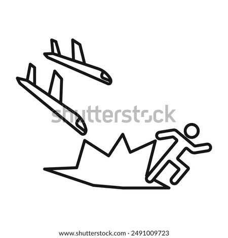 war Refugee icon Black line art vector logo