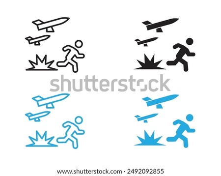 war Refugee icon black and white vector outline sign