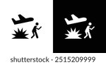 war Refugee icon logo set vector