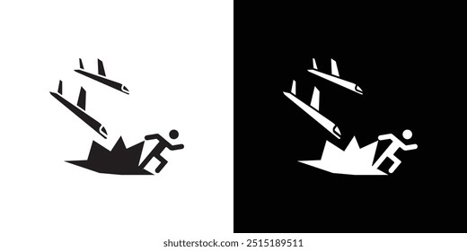 war Refugee icon Thin line flat illustration