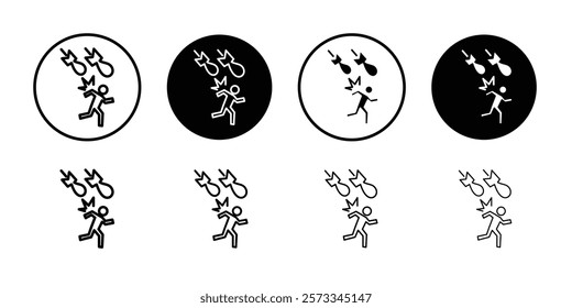 war Refugee icon vector line logo mark or symbol set collection outline style