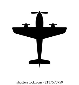 War Retro Plane Silhouette Icon. Military Vintage Airplane Glyph Pictogram. Army Aircraft Weapon Scout Icon. Aero Flight Biplane. Air Bomber Symbol. Aviation Defense. Isolated Vector Illustration.