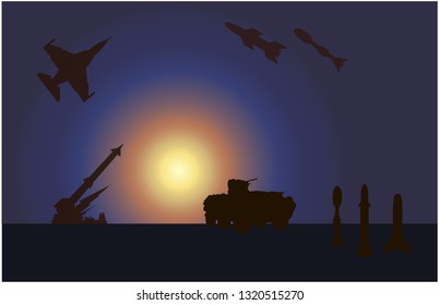 War. Rockets aimed to the sky. 