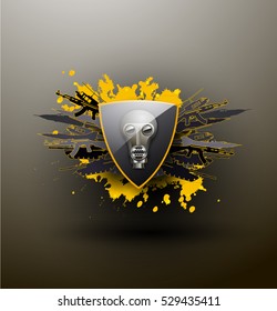 War shield gas mask abstraction.Abstract gas mask vector illustration