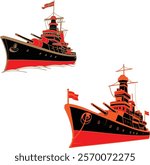War ship  bundle design art and illustrator eps