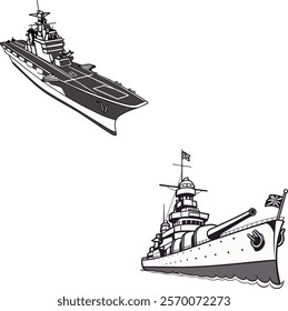 War ship  bundle design art and illustrator eps