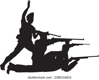 War Soldier Silhouette Illustration, Fighting Spirit.