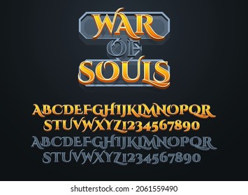 War Of Souls With Stone Frame Editable Text Effect For Rpg Medieval Game Logo Title