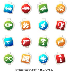 war stickers label icon set