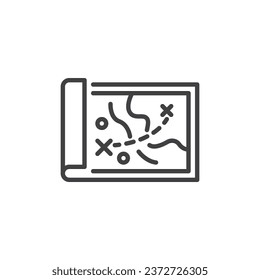 Symbol der Kriegsstrategie lineares Stilzeichen für mobiles Konzept und Webdesign. Militärische Kampfstrategie umreißt Vektorsymbol. Symbol, Logo-Abbildung. Vektorgrafik