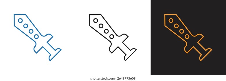 Ícone de design de linha de espada de guerra no fundo branco. Ícone de ilustração espada de guerra