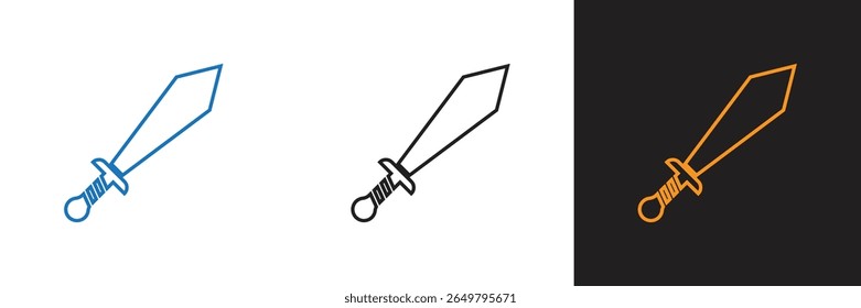 Ícone de design de linha de espada de guerra no fundo branco. Ícone de ilustração espada de guerra