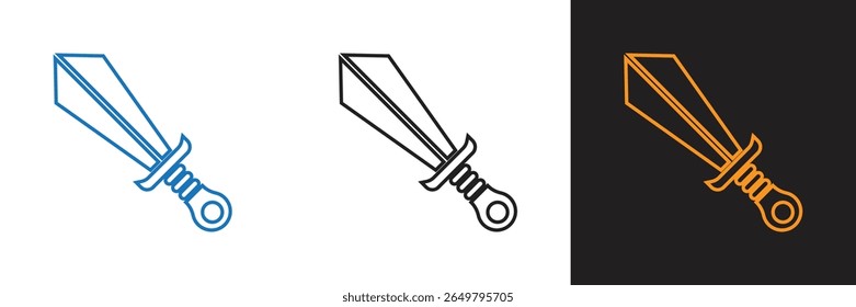 Ícone de design de linha de espada de guerra no fundo branco. Ícone de ilustração espada de guerra