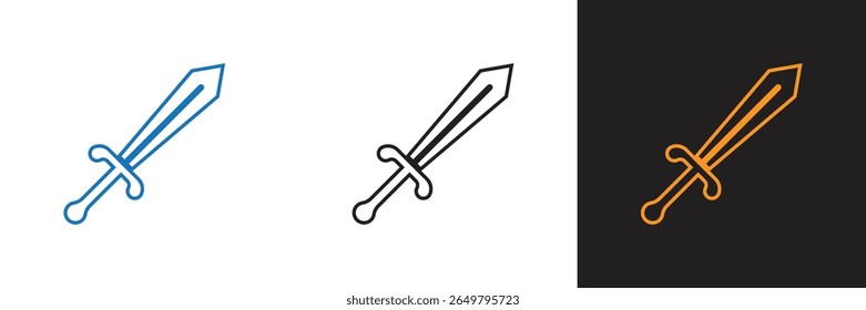 Ícone de design de linha de espada de guerra no fundo branco. Ícone de ilustração espada de guerra