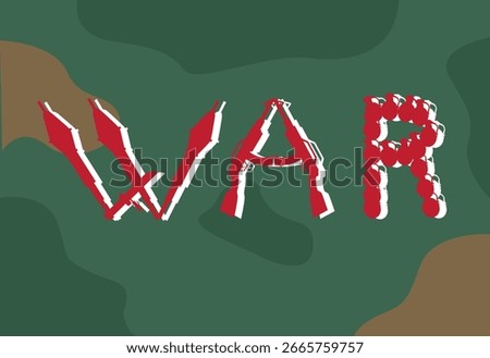 WAR symbol made of arms. Editable clip Art