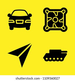 war tank, car, cooler and navigation vector icon set. Sample icons set for web and graphic design