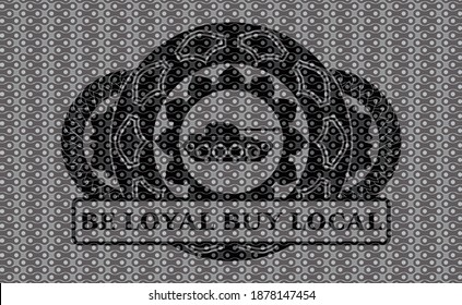 icono del tanque de guerra y sé leal comprar texto local oscuro, insignia abstracta realista. Patrón de un bonito fondo. Ilustración vectorial. 