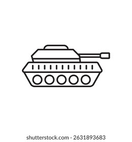 Icono del tanque de guerra en estilo lineal sobre un fondo blanco