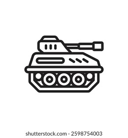 War Tank Outline Icon Vector Illustration