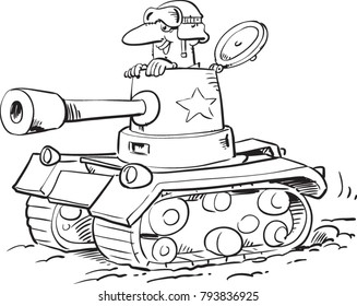 War tank. Vector illustration isolated on white background