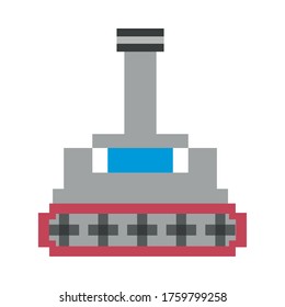 war tank vehicle 8 bits pixelated icon vector illustration design