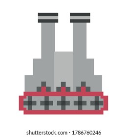 war tank vehicle 8 bits pixelated icon vector illustration design