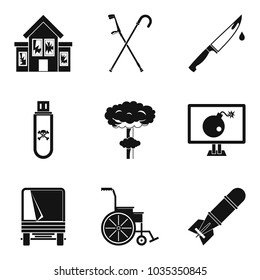 War tension icons set. Simple set of 9 war tension vector icons for web isolated on white background