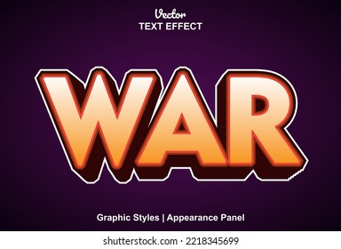 war text effect with graphic style and editable.