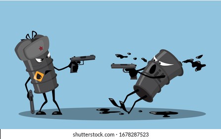 War of two cartoon barrels of oil