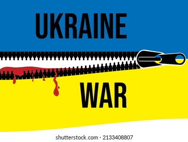 
Krieg auf der ukrainischen Flagge in zwei Hälften geteilt