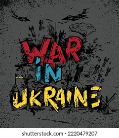 War in Ukraine. Lettering composition