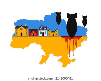 Krieg in der Ukraine. Vektorgrafik. Russland-Angriff auf die Ukraine