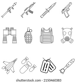 War vector icon set. army illustration sign collection. ammunition symbol. weapon logo.