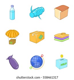 War victims icons set. Cartoon illustration of 9 war victims vector icons for web