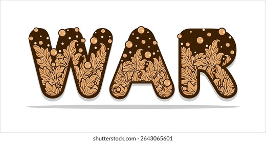WAR, word art typography, vector illustration.