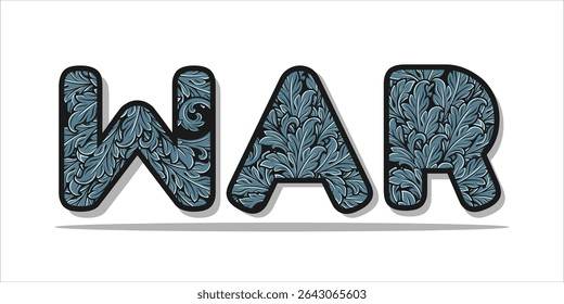 WAR, word art typography, vector illustration.