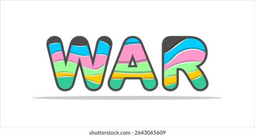 WAR, word art typography, vector illustration.