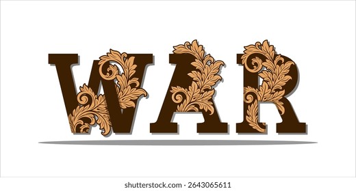 WAR, word art typography, vector illustration.