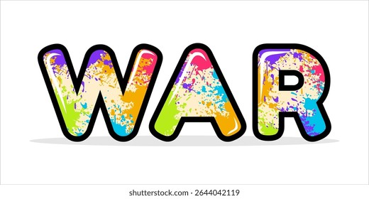 WAR, tipografía del arte de la palabra, Ilustración vectorial.