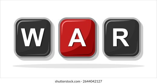 WAR, tipografía del arte de la palabra, Ilustración vectorial.